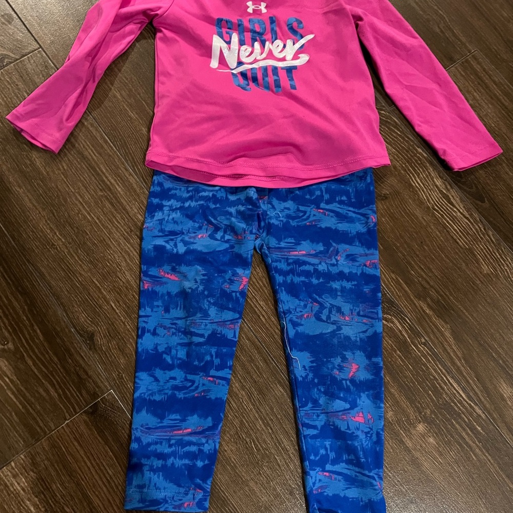 Under Armour Pink Top and Blue Leggings Set